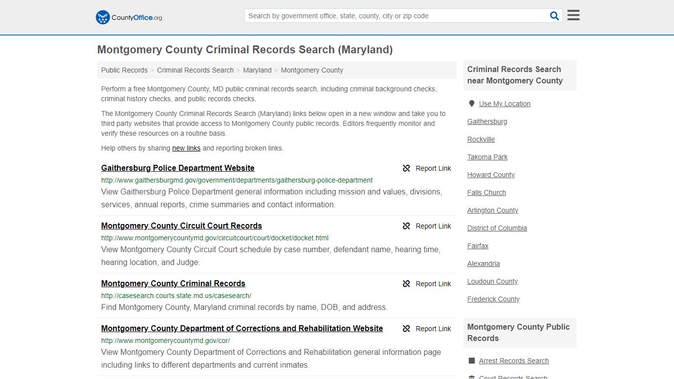 Criminal Records Search - Montgomery County, MD (Arrests ...